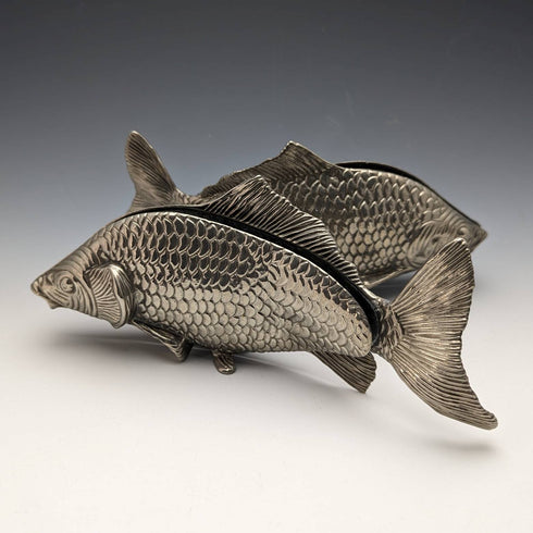 British vintage pewter fish figurine pair